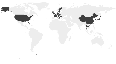 world map with visited countries marked